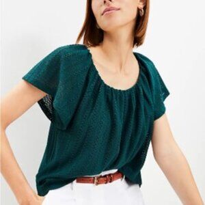 COPY - LOFT Braided Textured Lace Flutter Sleeve Top
